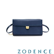 ZODENCE JADE進口牛皮拉鍊皮夾包 深藍