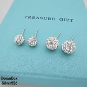 精緻閃耀鑲鑽球球925純銀針式耳環.貼耳耳環6mm