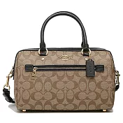 COACH 滿版LOGO皮革兩用包-卡其黑