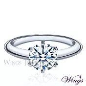 【WINGS】皇冠式戒臺 經典六爪鑲戒指 八心八箭方晶鋯石精鍍白K金戒指 女戒 聖誕(擬真鑽 八心八箭 鑽 禮物) 7號