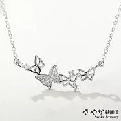 【Sayaka紗彌佳】翩翩飛舞蝴蝶造型鑲鑽項鍊 -單一款式