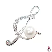 BILLY KING 貝麗晶 【音符系列-15】(BK162-銀) 大高音譜記號銀色珍珠胸針