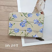 INJOYmall for iPad Pro12.9 2018 系列 Smart cover皮革平板保護套 無筆槽 清新藍色亞麻花款