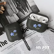INJOYmall for AirPods 清新藍色亞麻花 保護套 TPU收納盒 附掛勾