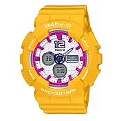 CASIO Baby-G系列 甜美風範時尚運動腕錶- 黃x桃紅
