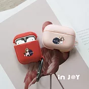 INJOYmall for AirPods 開朗米格魯 保護套 TPU收納盒 附掛勾 紅色款