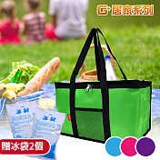 G+居家 馬卡龍防潑水亮彩保溫袋 - 加大款-贈冰袋1000mlx2 綠色