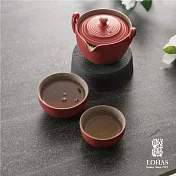 【陸寶LOHAS】原礦陶然蓋碗 茶器組 浮雕鳳凰圖騰 富吉祥如意  富貴紅