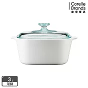 【美國康寧 Corningware】純白方型康寧鍋3L 贈康寧多功能導磁盤24cm