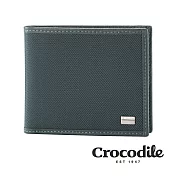 【Crocodile】Snapper布配皮系列拉鍊上翻短夾 0103-10006 藍色