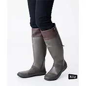 日本KIU 二代可折疊百搭雨鞋/文青風氣質雨靴 K185-912 附收納袋(男女適用)咖啡色 M