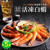 【優鮮配】特大馬來海水養殖活凍31/35生白蝦5盒(600g/20±3尾)免運組