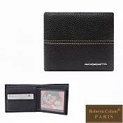 Roberta Colum - 諾貝達進口軟牛皮荔枝紋12卡側翻短夾-共2色黑色