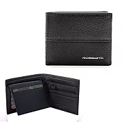 Roberta Colum - 牛皮平行線荔枝紋暗袋7卡3照可拆式上下翻短夾 - 共2色黑色