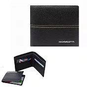 Roberta Colum - 牛皮平行線荔枝紋暗袋12卡2照可拆式左右翻短夾 - 共2色黑色