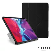 PIPETTO Origami iPad Pro 12.9吋 第4代(2020) TPU多角度多功能保護套-黑色