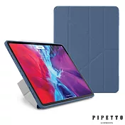 PIPETTO Origami iPad Pro 12.9吋 第4代(2020) TPU多角度多功能保護套-海軍藍
