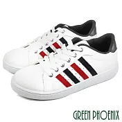 【GREEN PHOENIX】男 休閒鞋 滑板鞋 撞色 線條 孔洞 綁帶 平底 JP26.5 黑紅
