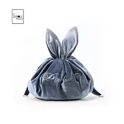 Seoul house 奢華絲絨風兔耳懶人化妝包&收納包 淺灰