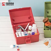 【日本天馬】HACOTTO 方形多功能PP手提式收納工具箱-4色可選 -珊瑚紅