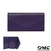 【OMC】16卡位信封式三折牛皮長夾- 紫色