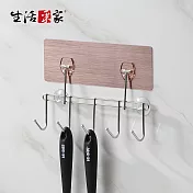 【生活采家】樂貼系列台灣製304不鏽鋼浴室廚房用吊掛5連勾架#99477
