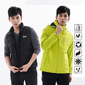 【遊遍天下】二件式男款GlobeTex防水透濕外套+防潑保暖90%羽絨背心(GJ25008)2XL綠色