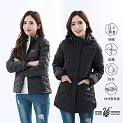 【遊遍天下】女款二件式防水透濕外套+無縫JIS90拒水羽絨外套(GJ25004) 2XL 黑灰
