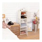 【ikloo】清透可堆疊收納櫃(單格) 米色