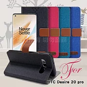 GENTEN for HTC Desire 20 Pro 自在文青風支架皮套桃