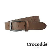 【Crocodile】鱷魚皮件 義大利植物鞣皮 馬鞍皮 真皮打洞寬版皮帶 0102-35004-02 咖啡色