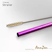 【AnnZen】《日本製 Horie》鈦愛地球-純鈦ECO環保吸管-羅蘭紫+原木柄吸管刷