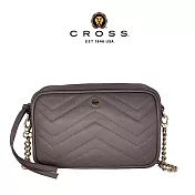 【CROSS】限量1折 頂級小牛皮山形紋拉鍊肩背包 全新專櫃展示品  (大象灰)