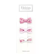 英國Ribbies 雙色緞帶蝴蝶結3入組-Mitsi Pink