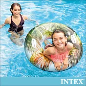 【INTEX】熱帶風格雙握把充氣泳圈-直徑97cm-3種款式可選_適9歲以上(58263)棕梠樹