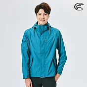 ADISI 男單件式防水透氣裡毛尼網外套(可拆帽) AJ1821030 (S-2XL) (毛尼網裡 風衣 登山外套 防水透氣外套)S地中海藍