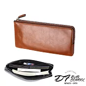 DF BAGSCHOOL - 日系質感簡約輕量實用手機包長夾-共2色棕色