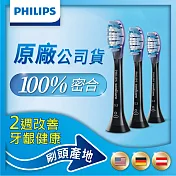 【Philips飛利浦】官方直營 Sonicare智能護齦刷頭三入組(HX9053/96) 黑
