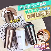 手提式304不鏽鋼貓咪真空保溫保冰咖啡隨行杯(500ML)香檳貓咪