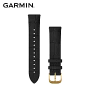 【GARMIN】Quick Release 20 mm vivomove Luxe 皮革錶帶黑色壓紋義大利皮革錶帶暨24K金錶扣
