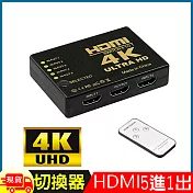 標準4K2K HDMI 5進1出遙控切換器(UH-7595C) 黑色