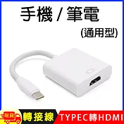 Type-C TO HDMI 4K影音轉接線(手機筆電通用版)-T901 白