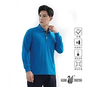【遊遍天下】男款抗UV吸濕排汗機能POLO長衫(GL1015)XL藍色