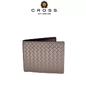 【CROSS】臺灣總經銷 限量2折 頂級小牛皮編織紋8卡男用皮夾阿梅爾系列 全新專櫃展示品 (鴿子灰 贈禮盒提袋)