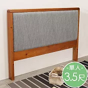 Homelike 喜家居單人3.5尺貓抓布實木床頭片(2028) 柚木色