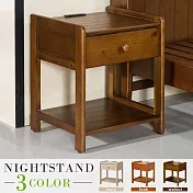 Homelike 喜家居附插座實木床頭櫃(3色可選)(2026) 胡桃色