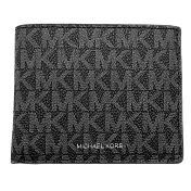 MICHAEL KORS 滿版LOGO皮革短夾-灰藍桔