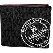 MICHAEL KORS 印花皮革短夾-黑灰