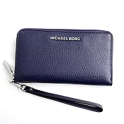 MICHAEL KORS 素面皮革拉鍊中夾深藍