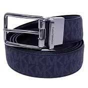 MICHAEL KORS 滿版LOGO針扣皮帶-深藍